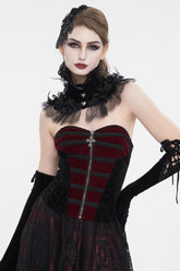 Corset gothique pour femmes à lacets noir/rouge
